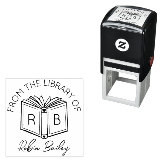Schattigee naam en Initialen Personal Library Book Zelfinktende Stempel (In situ)