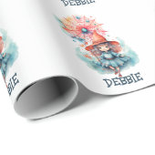 Schattigee naam Girly Pink Witch Waterverf Hallowe Cadeaupapier (Rol Hoek)