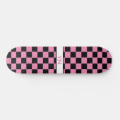 Schattigee naam Initialen geruit zwart en roze Persoonlijk Skateboard (Horizontaal)