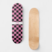 Schattigee naam Initialen geruit zwart en roze Persoonlijk Skateboard (Voorkant)