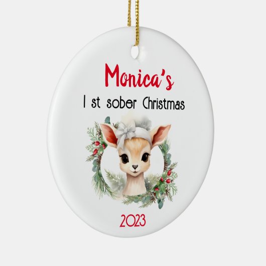 Schattigee  naam & nuchterheid Datum Kerstmis Keramisch Ornament (Rechts)