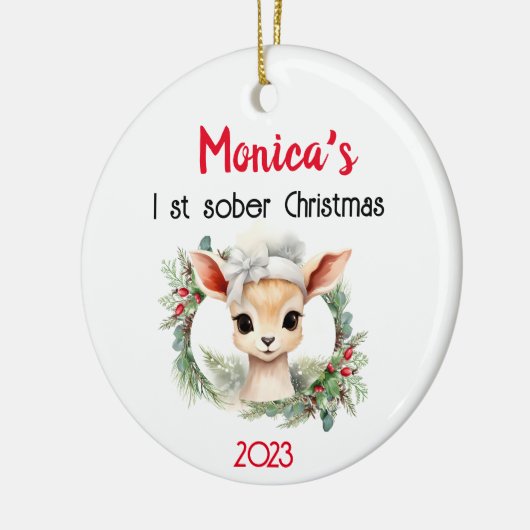 Schattigee naam & nuchterheid Datum Kerstmis Keramisch Ornament (Links)