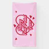 Schattigee naam Pink Retro Heart Happy First Perio Spandoek (Verticaal)