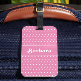 Schattigee naam Polka Dot Roze en Wit Bagagelabel