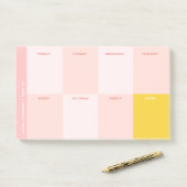 Schattigee naam Roze Geel School Weekly Planner Post-it® Notes (Op bureau)