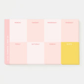 Schattigee naam Roze Geel School Weekly Planner Post-it® Notes (Voorkant)