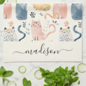 Schattigee naam van het kattenpatroon theedoek (Gevouwen)