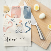 Schattigee naam van het kattenpatroon theedoek (Quarter Fold)