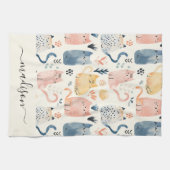 Schattigee naam van het kattenpatroon theedoek (Horizontaal)