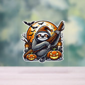 Schattigee nacht Luiaard Halloween Classic T-shirt Acryl Bord (Neutraal)