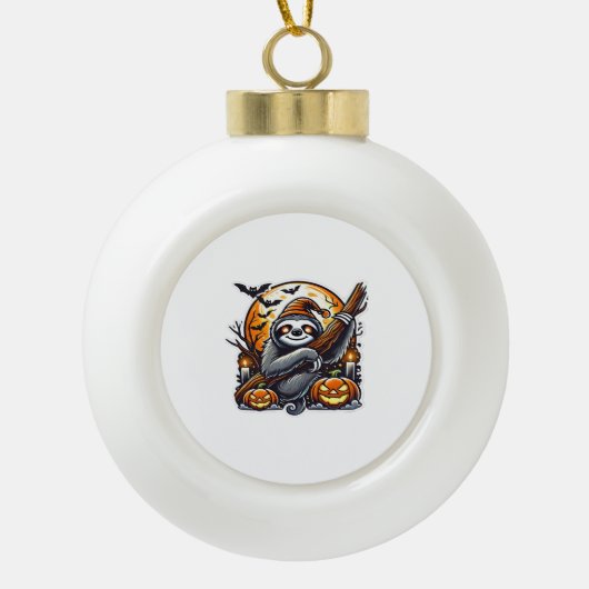 Schattigee nacht Luiaard Halloween Classic T-shirt Keramische Bal Ornament (Voorkant)
