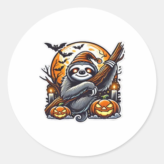 Schattigee nacht Luiaard Halloween Classic T-shirt Ronde Sticker (Voorkant)