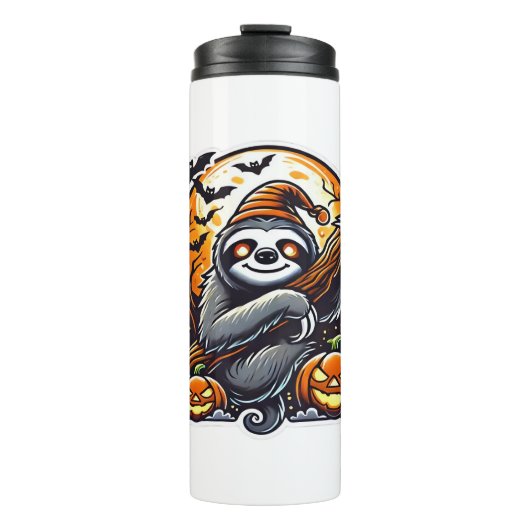 Schattigee nacht Luiaard Halloween Classic T-shirt Thermosbeker (Voorkant)