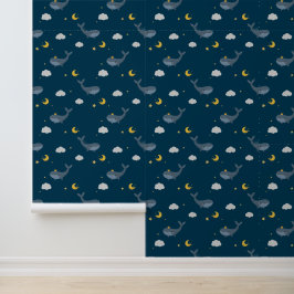 Schattigee nachtelijke hemelwolken maanwalvis Kind Behang