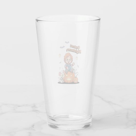 Schattigee nachtmerrie Chucky Halloween Glas (Achterkant)
