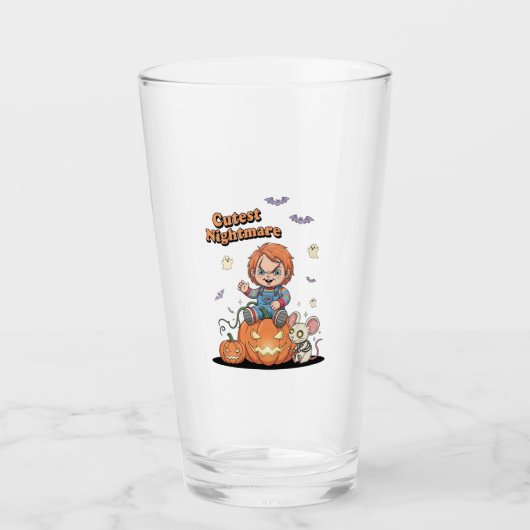 Schattigee nachtmerrie Chucky Halloween Glas (Voorkant)