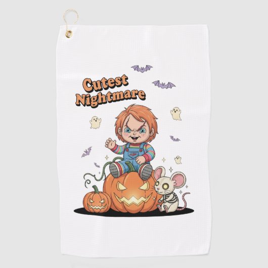 Schattigee nachtmerrie Chucky Halloween Golfhanddoek (Voorkant)