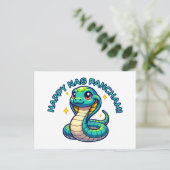 Schattigee Naga Panchami Blauwe Cobra Briefkaart (Staand voorkant)