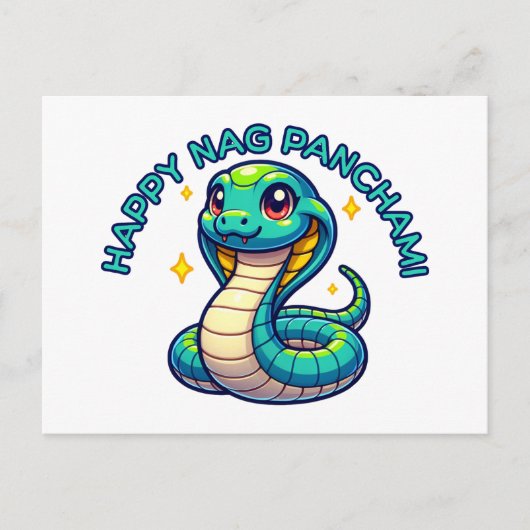 Schattigee Naga Panchami Blauwe Cobra Briefkaart (Voorkant)