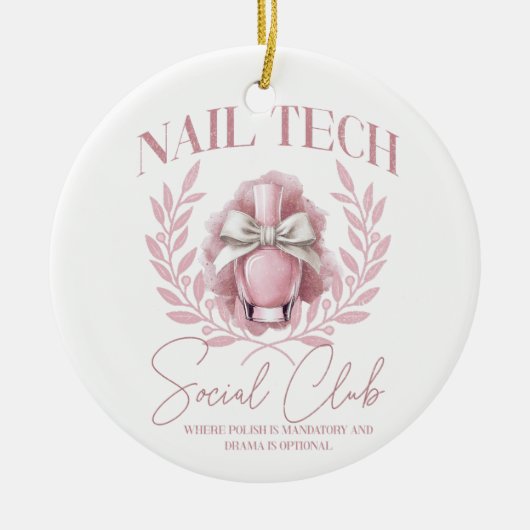 Schattigee Nail tech Coquette Nail Polish Social C Keramisch Ornament (Voorkant)