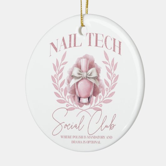 Schattigee Nail tech Coquette Nail Polish Social C Keramisch Ornament (Links)