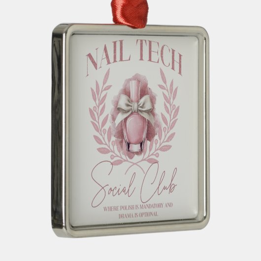 Schattigee Nail tech Coquette Nail Polish Social C Metalen Ornament (Rechts)