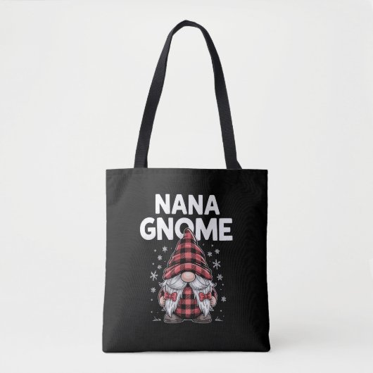 Schattigee Nana Gnomes Red Plaid Christmas Gnome Tote Bag (Voorkant)