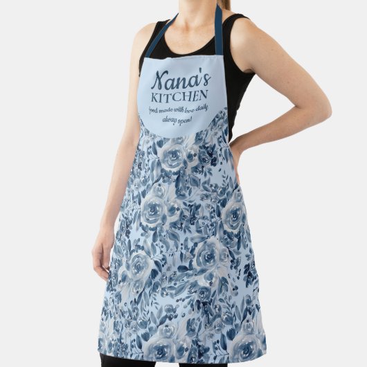 Schattigee Nana's Keuken Lichtblauwe Bloemen water Schort (Insitu)