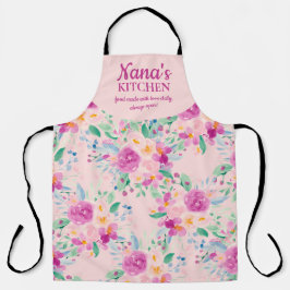 Schattigee Nana's Keuken Roze Bloemen waterverf sc Schort