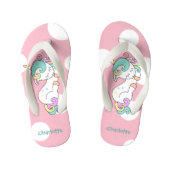 Schattigee napping eenhoorn met kindernaam kinder teenslippers (Voetbed)