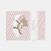 Schattigee Napping Teddy Bear met Custom Monogram Fleece Deken (Voorkant (Horizontaal))