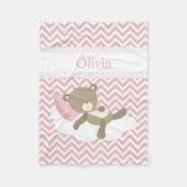Schattigee Napping Teddy Bear met Custom Monogram Fleece Deken (Voorkant)