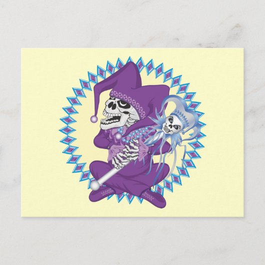 Schattigee nar schedel briefkaart (Voorkant)