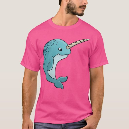 Schattigee narwal met hoorn t-shirt (Voorkant)