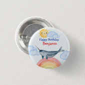 Schattigee narwal vis eenhoorn Verjaardagsfeest Ronde Button 3,2 Cm (Voorkant /achterkant)