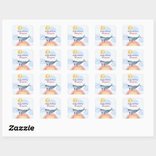 Schattigee narwal vis eenhoorn Verjaardagsfeest Vierkante Sticker