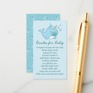 Schattigee Narwhal Baby shower Blue Boy Boeken voo Informatiekaartje