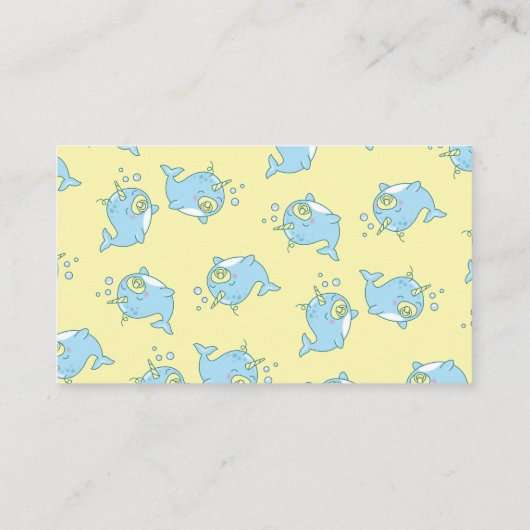 Schattigee Narwhal Baby shower Kawaii Luier Raffle Informatiekaartje (Achterkant)