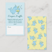 Schattigee Narwhal Baby shower Kawaii Luier Raffle Informatiekaartje (Voorkant / Achterkant)