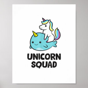Schattigee Narwhal Eenhoorn Squad Grappige Eenhoor Poster