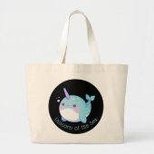 Schattigee Narwhal Eenhoorn van het Zee Grote Tote Bag (Voorkant)