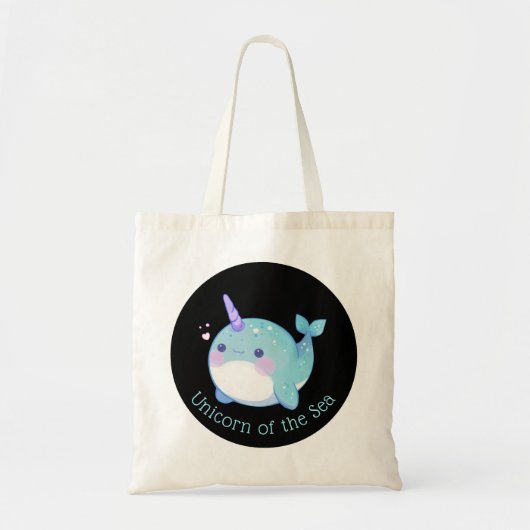 Schattigee Narwhal Eenhoorn van het Zee Tote Bag (Voorkant)