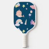 Schattigee Narwhal Fish Eenhoorn Rainbow zee meisj Pickleball Paddle (Voorkant)