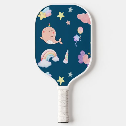 Schattigee Narwhal Fish Eenhoorn Rainbow zee meisj Pickleball Paddle (Voorkant)
