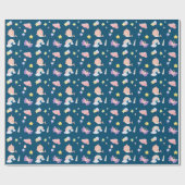 Schattigee Narwhal Fish Eenhoorn Regenboog zee Ver Cadeaupapier (Vlak)