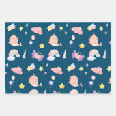 Schattigee Narwhal Fish Eenhoorn Regenboog zee Ver Inpakpapier Vel (Voorkant 3)