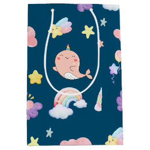 Schattigee Narwhal Fish Eenhoorn Regenboog zee Ver Medium Cadeauzakje