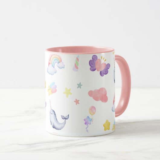 Schattigee Narwhal Fish Eenhoorn Regenboog zee Ver Mok (Voorkant rechts)