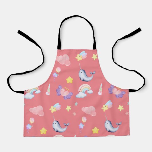 Schattigee Narwhal Fish Eenhoorn Regenboog zee Ver Schort (Voorkant)