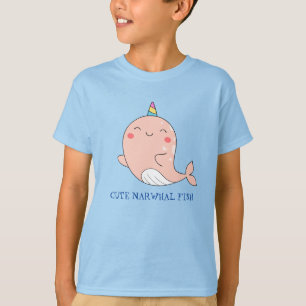 Schattigee Narwhal Fish Eenhoorn Regenboog zee Ver T-shirt